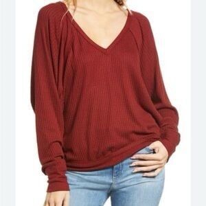 We The Free People Women's Sanguine Santa Clara Slouchy Mix Knit Thermal Top M